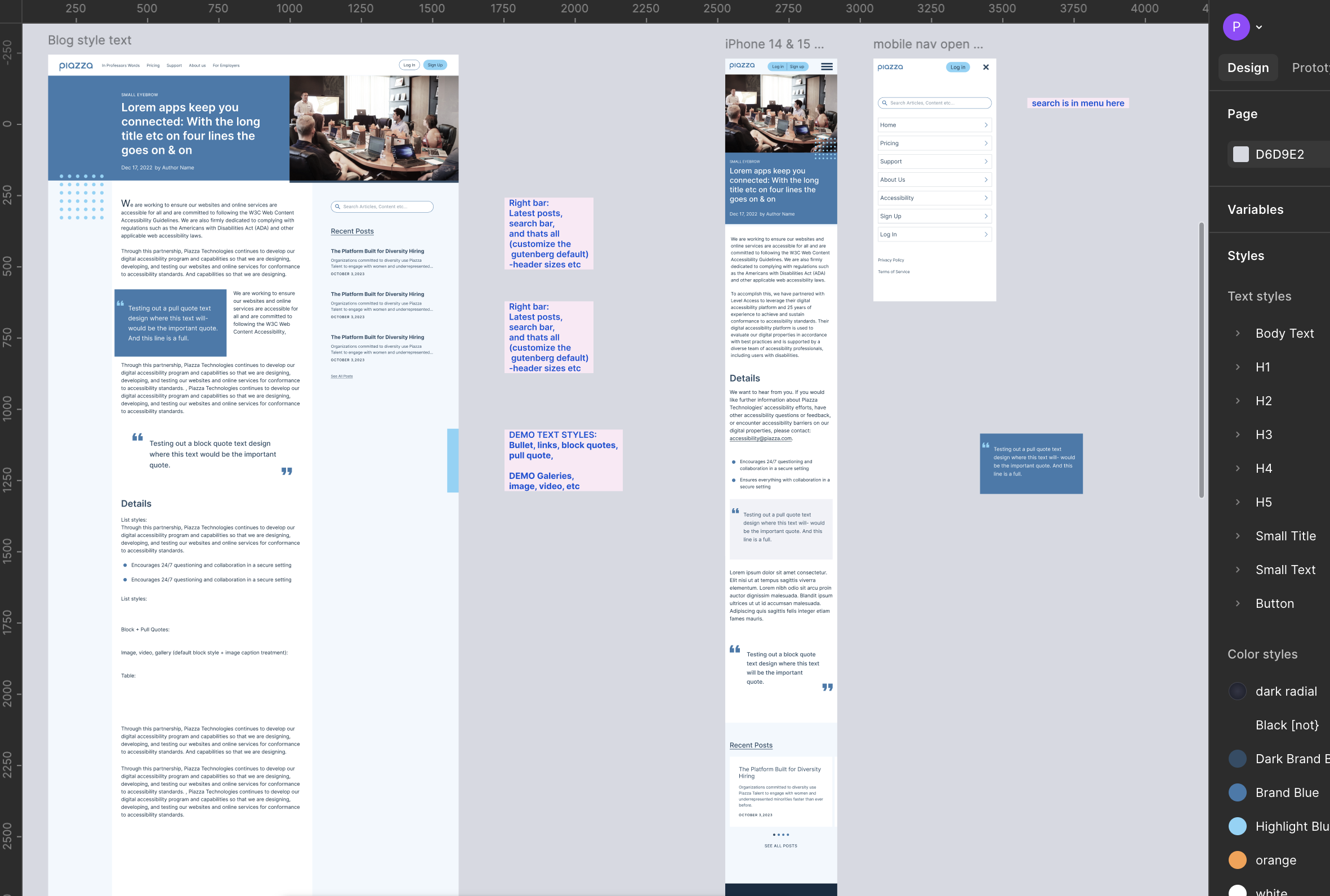 Piazza blog design
